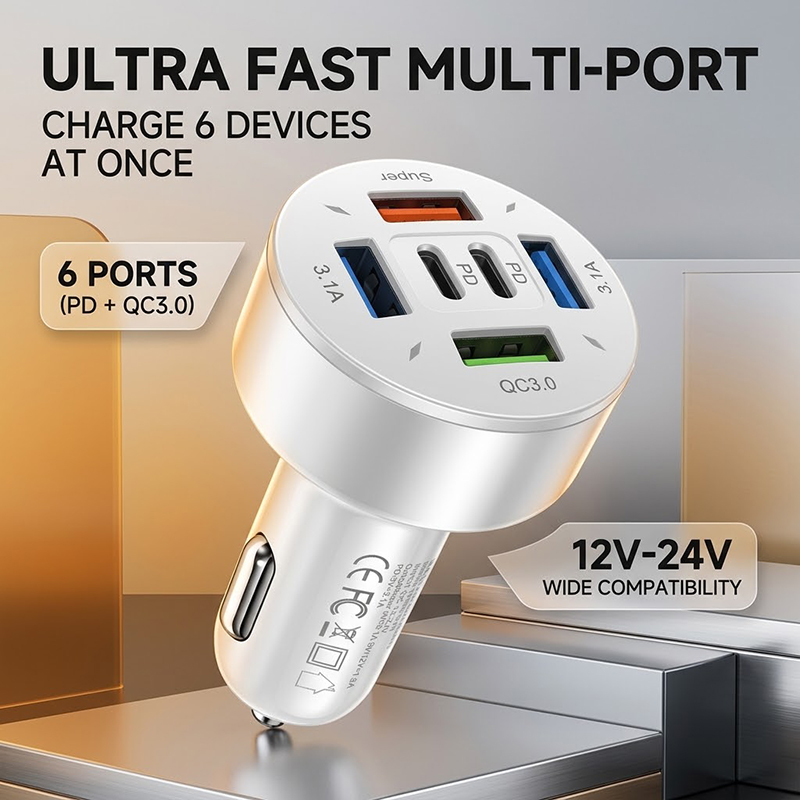 Fast Ev Charger - 초고속 차량용 충전기 6포트 PD QC3.0
