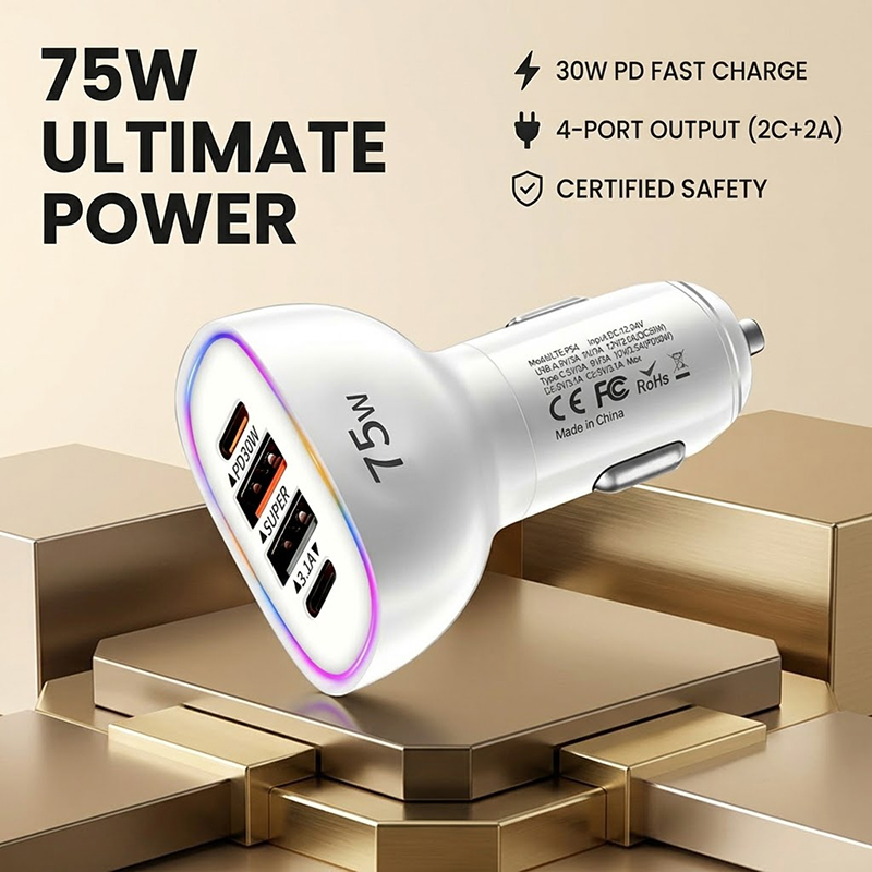 Fast Ev Charger - 75W 멀티 포트 차량용 충전기 어댑터