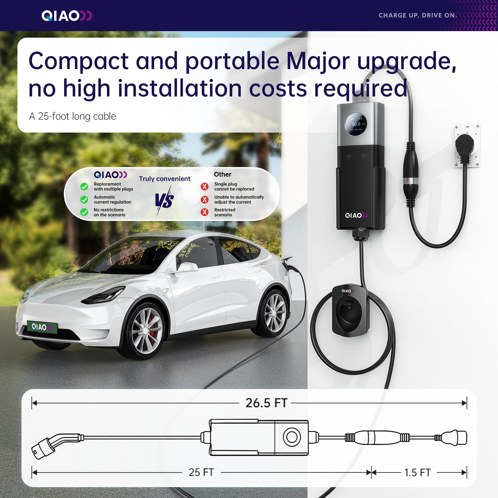 QIAO 레벨 2 전기차 충전기, SAE J1772 4 - Portable Ev Charger 리뷰 및 가격