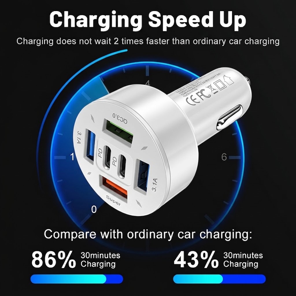 초고속 차량용 충전기 6포트 PD QC3.0 스마트 칩 - Fast Ev Charger 리뷰 및 가격