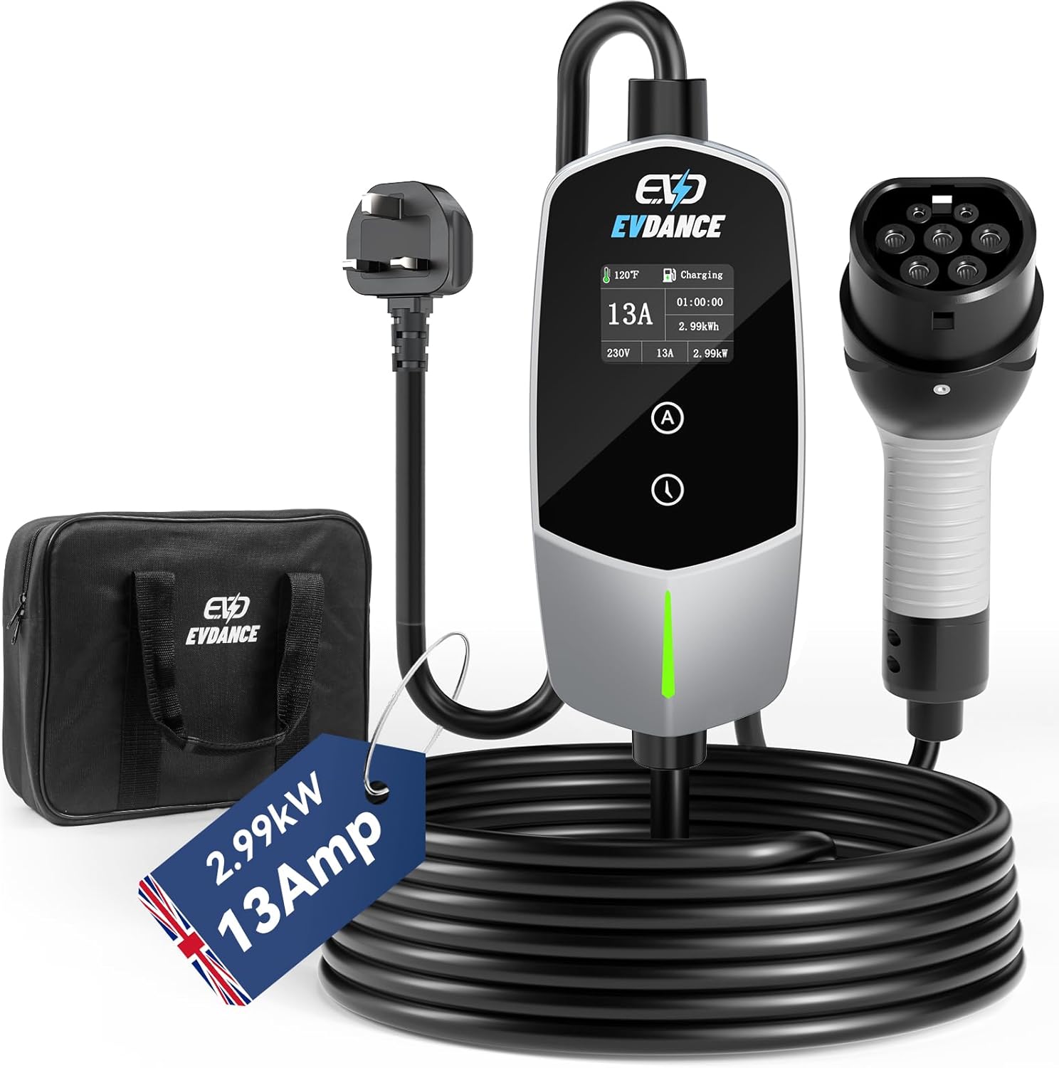 EVDANCE 휴대용 EV 충전기 타입 2 영국 플러그 - Home Ev Charger 리뷰 및 가격