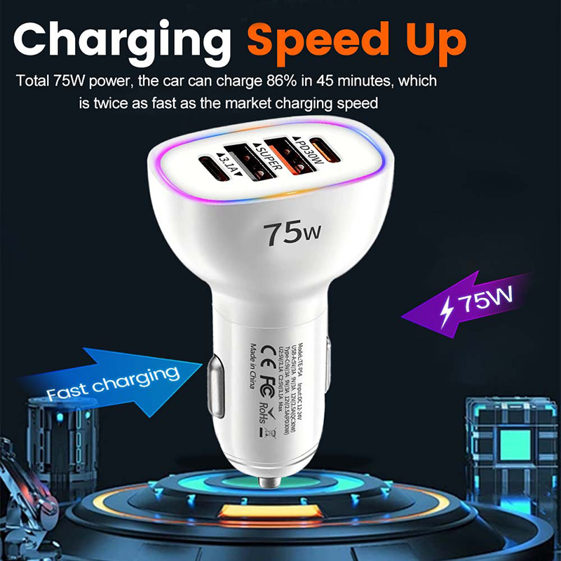 75W 멀티 포트 차량용 충전기 어댑터 (RGB 무드등 - Fast Ev Charger 리뷰 및 가격